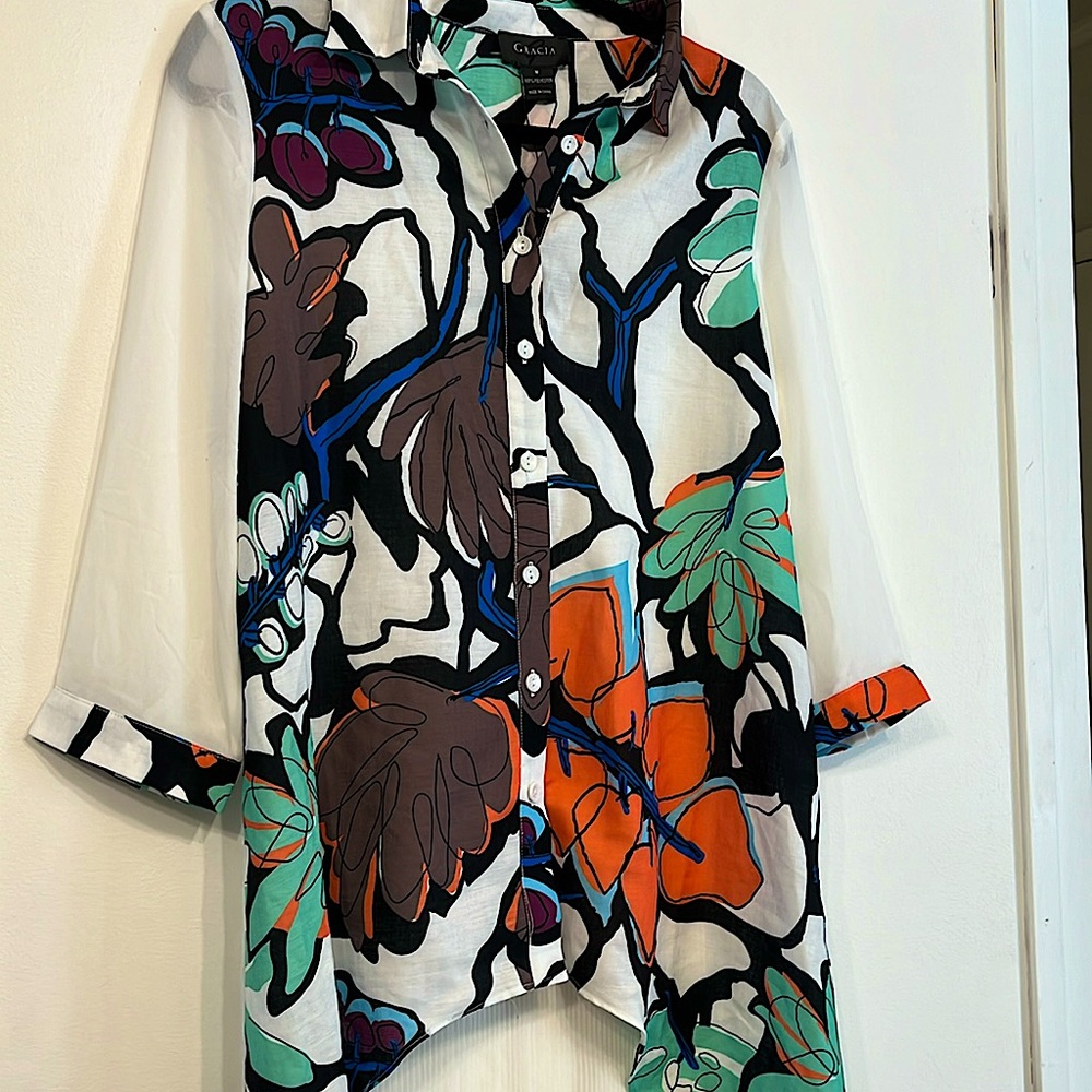 Gracia abstract floral print hi low dress- NWT